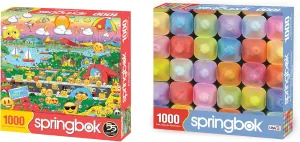 - Collage of Colors and Emojiville Colorful Value inborn filament Set- Made in The USA with Unique Precision Cut Pieces for a Springbok Puzzle 2 Pack of 1000 Piece Jigsaw Puzzles 