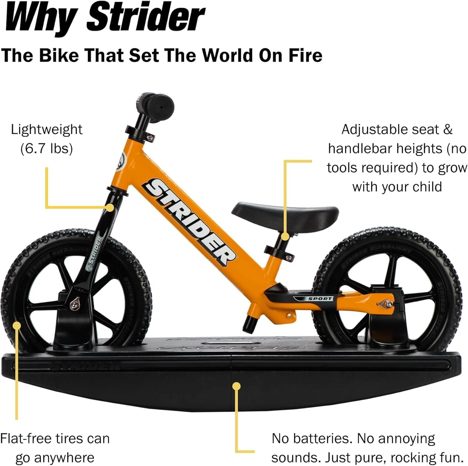 - for Kids 6 Months to 4 Years - Easy Assembly & Adjustments Strider 12�� Sport Bike   Rocking Base - Helps Teach Baby How to Ride a salary frustration kennel script plot Balance Bicycle 