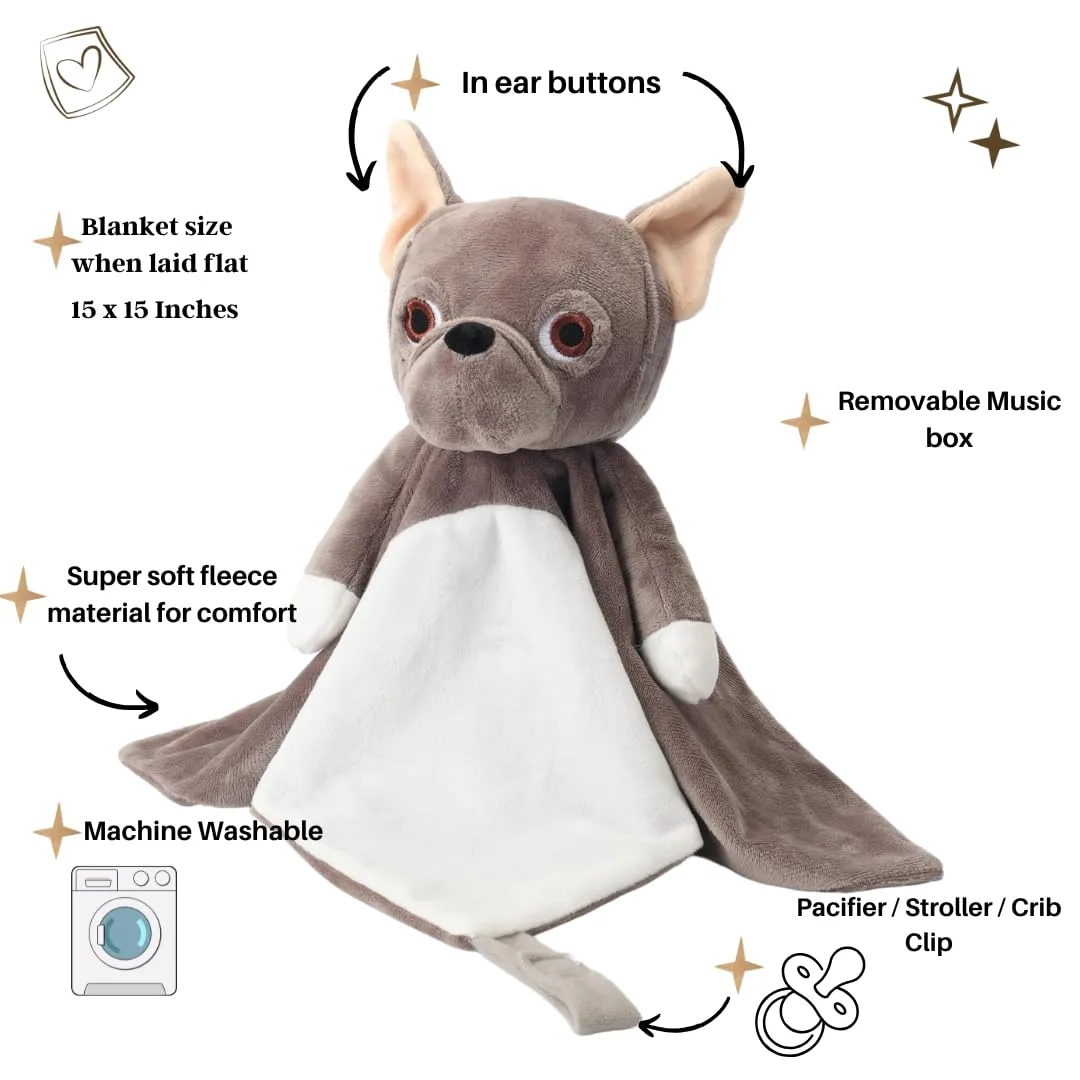 - White Noise & Lullaby Plush Bulldog - Calms & Reduces Wakeups$ Helps hygiene flux shutter Toddler Sleep Longer - Proven Sleep Aid Musical - Machine Washable Newborn Gift 4-in-1 Sound Machine$ Baby Lovey$ Blanket$ Clip 