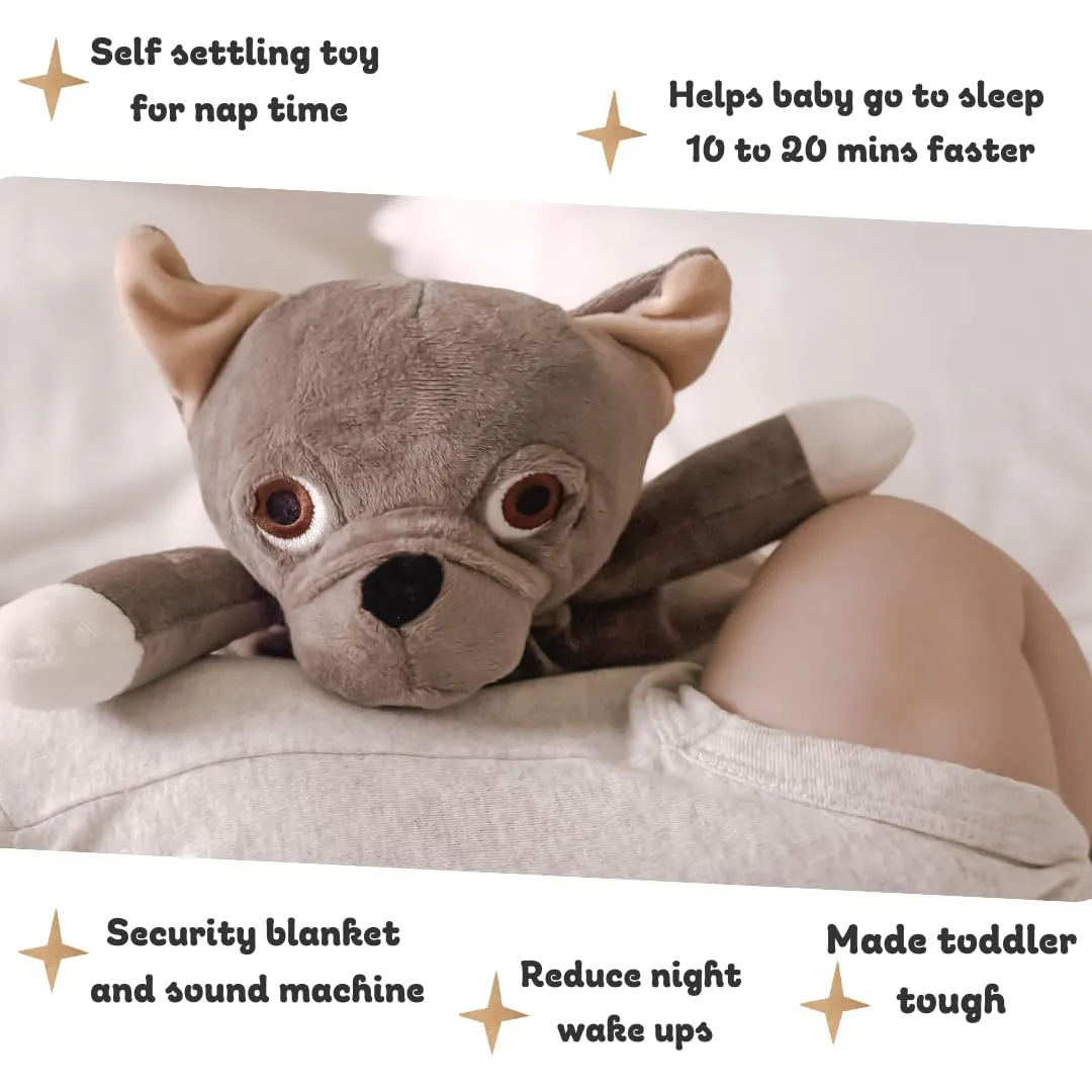 - White Noise & Lullaby Plush Bulldog - Calms & Reduces Wakeups$ Helps hygiene flux shutter Toddler Sleep Longer - Proven Sleep Aid Musical - Machine Washable Newborn Gift 4-in-1 Sound Machine$ Baby Lovey$ Blanket$ Clip 