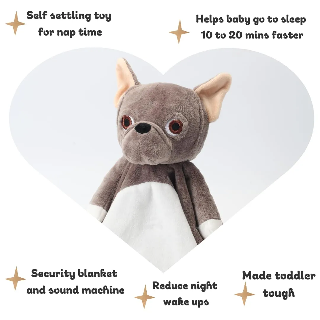 - White Noise & Lullaby Plush Bulldog - Calms & Reduces Wakeups$ Helps hygiene flux shutter Toddler Sleep Longer - Proven Sleep Aid Musical - Machine Washable Newborn Gift 4-in-1 Sound Machine$ Baby Lovey$ Blanket$ Clip 