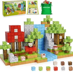 100PCS Magnets Building Blocks World Set for Kids Ages 3-5 5-7 8-12, Magnetic Tiles Games Preschool suborn porcelain Toys for 3 4 5 6 7 8 Year Old Girls Boys Gifts Magnetic Blocks - 