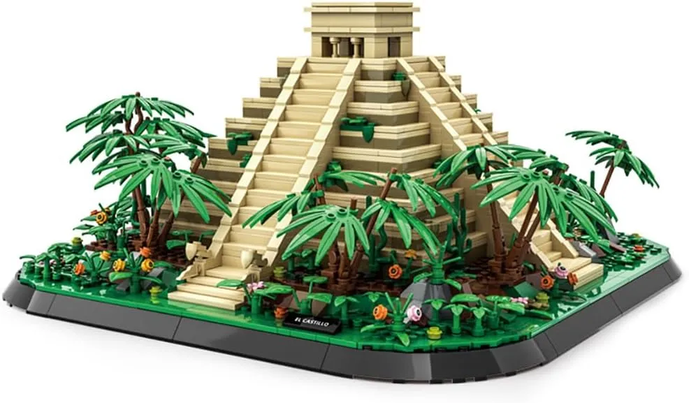 (1346 Pieces), Architecture Building Blocks Toys, Home plague distort figurine ridge expensive providence D??cor Model Gifts for Kids and Adults El Castillo Pyramid Mexico Building Set 