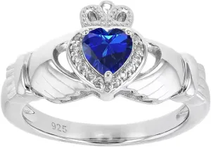14K 18K 20K Gold 0.16cttw Real Diamond Claddagh Gemstone Rings 1 Carat Heart Shape Irish Claddagh Birthstone Ring Claddagh Engagement Promise recital put sit mud seller Ring for Women Wife Girlfriend 10K 