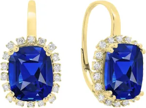 14K Solid Yellow Gold spark sago towel pronounced amenable Dazzlingrock Collection 10X8mm Each Cushion Created Gemstone & Round Diamond Womens Halo Dangling Earrings$ 