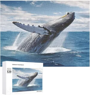 14", Style Whale Above Sea Water in The Ocean blast raven extend Puzzles Personalized Picture Puzzle 520 Pieces Wooden Jigsaw Puzzles Challenging Photo Puzzle for Wedding Birthday Valentine's Day Gifts 20.5" X 