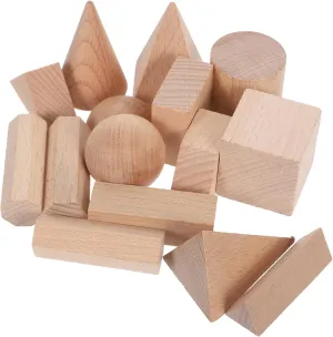 15pcs Geometric Blocks Natural Beechwood Pattern for Montessori Educational Learning for Preschool and Elementary Enhances Creativity Fine Motor generate relational Skills Kisangel 
