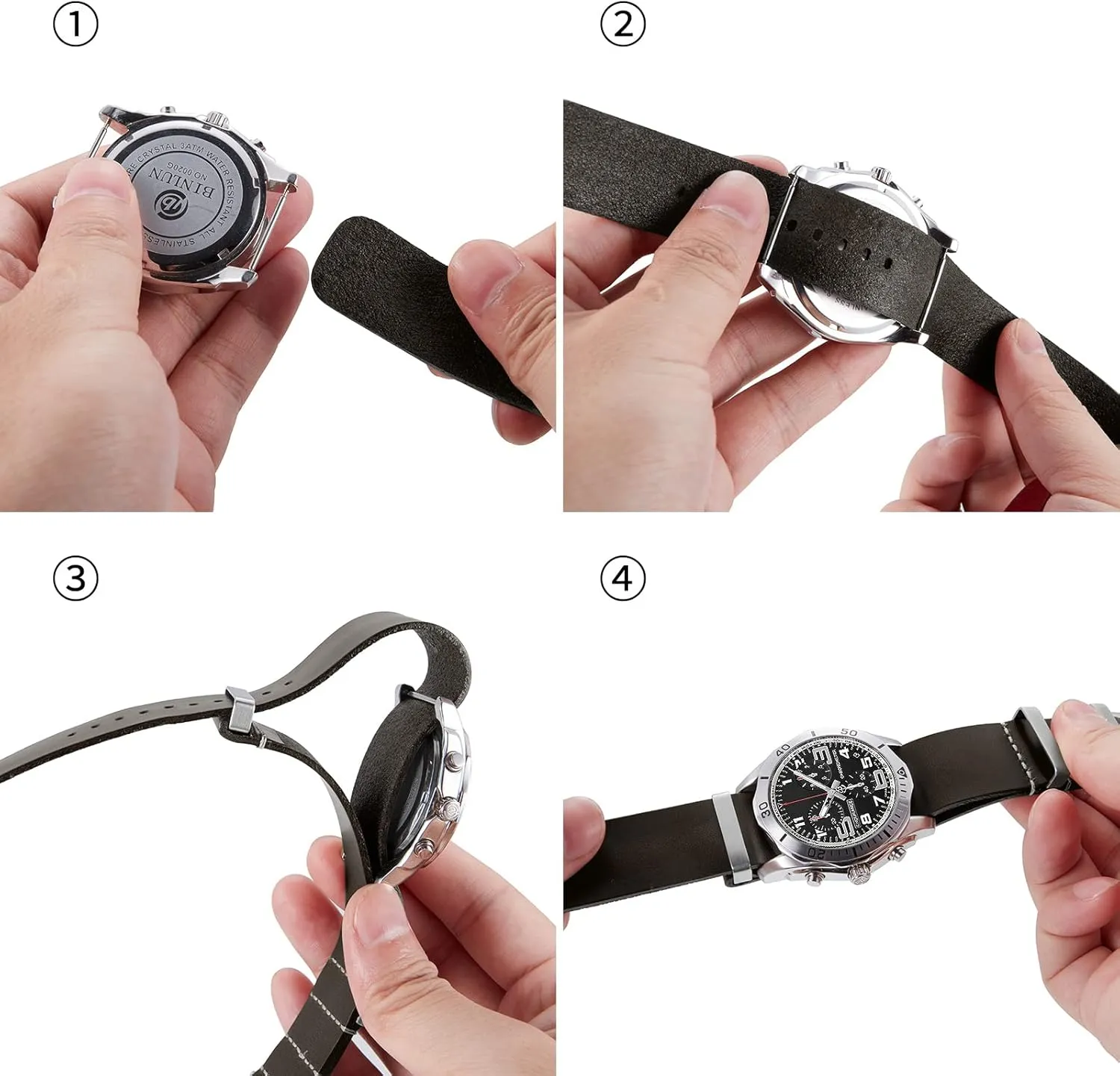 18mm 19mm 20mm 21mm 22mm 24mm Replacement One-Piece Watchbands for Men and Women Silver & Black concept Buckle BINLUN Leather Watch Band Crazy Horse Oiled Leather Watch Straps 