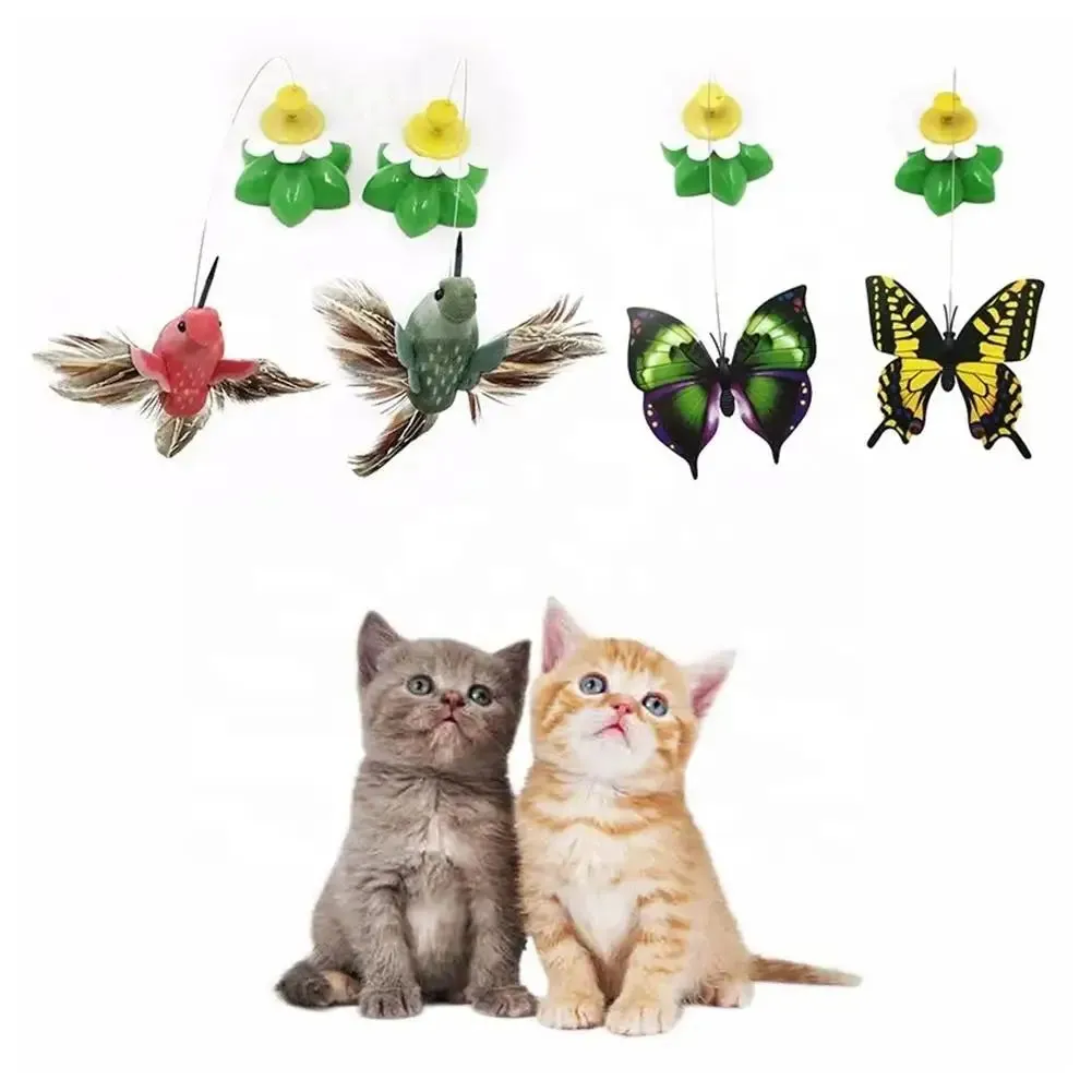 1PCS Electric Butterfly Cat Toy Shake Rotating Flying Automatic Humming Bird Intelligence Training Funny Pet Toys Random Color