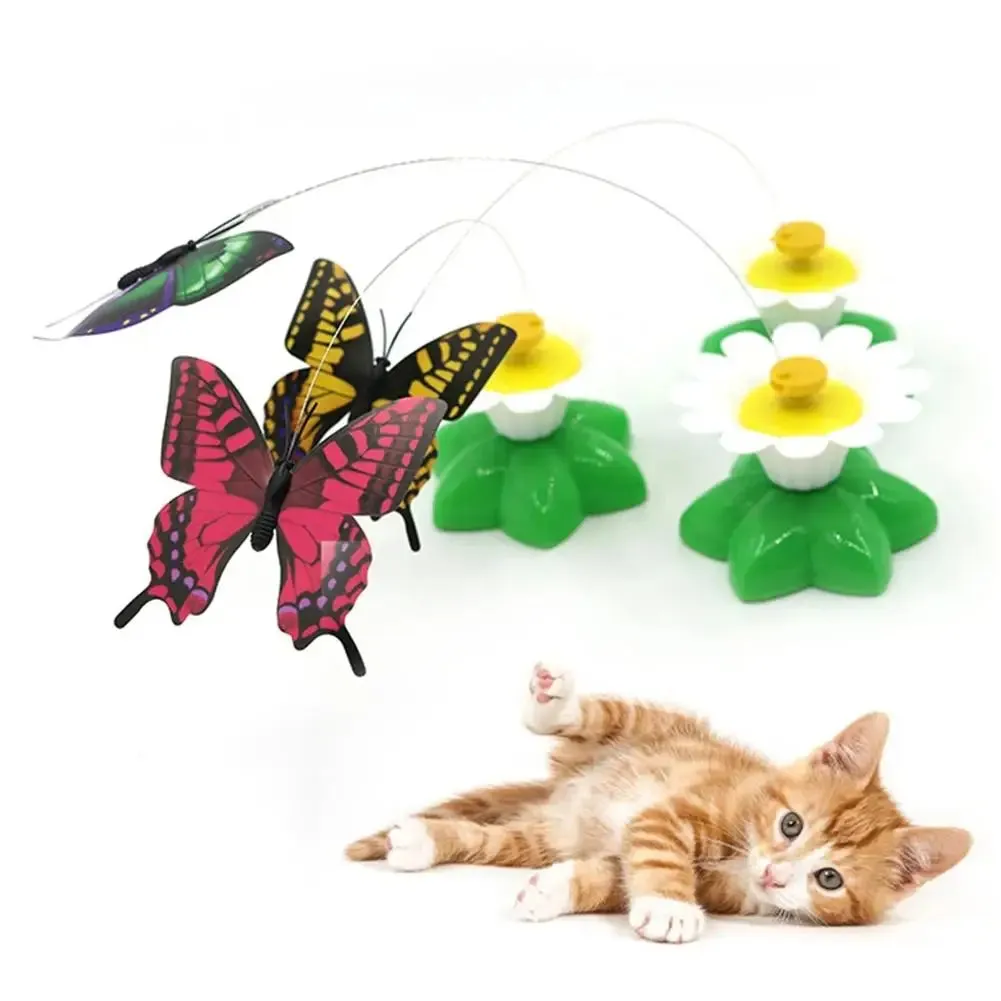 1PCS Electric Butterfly Cat Toy Shake Rotating Flying Automatic Humming Bird Intelligence Training Funny Pet Toys Random Color