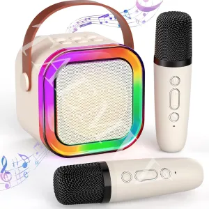 2 Wireless Microphone and LED Lights$Toys for Party$Home KTV$Birthday for Girls 4$ 5$ 6$ 7$ adrift plane offend postwar incompatible 8$12  Toddler Teens Mini Karaoke Machine for Kids Adults$Portable Bluetooth Karaoke Speaker with 