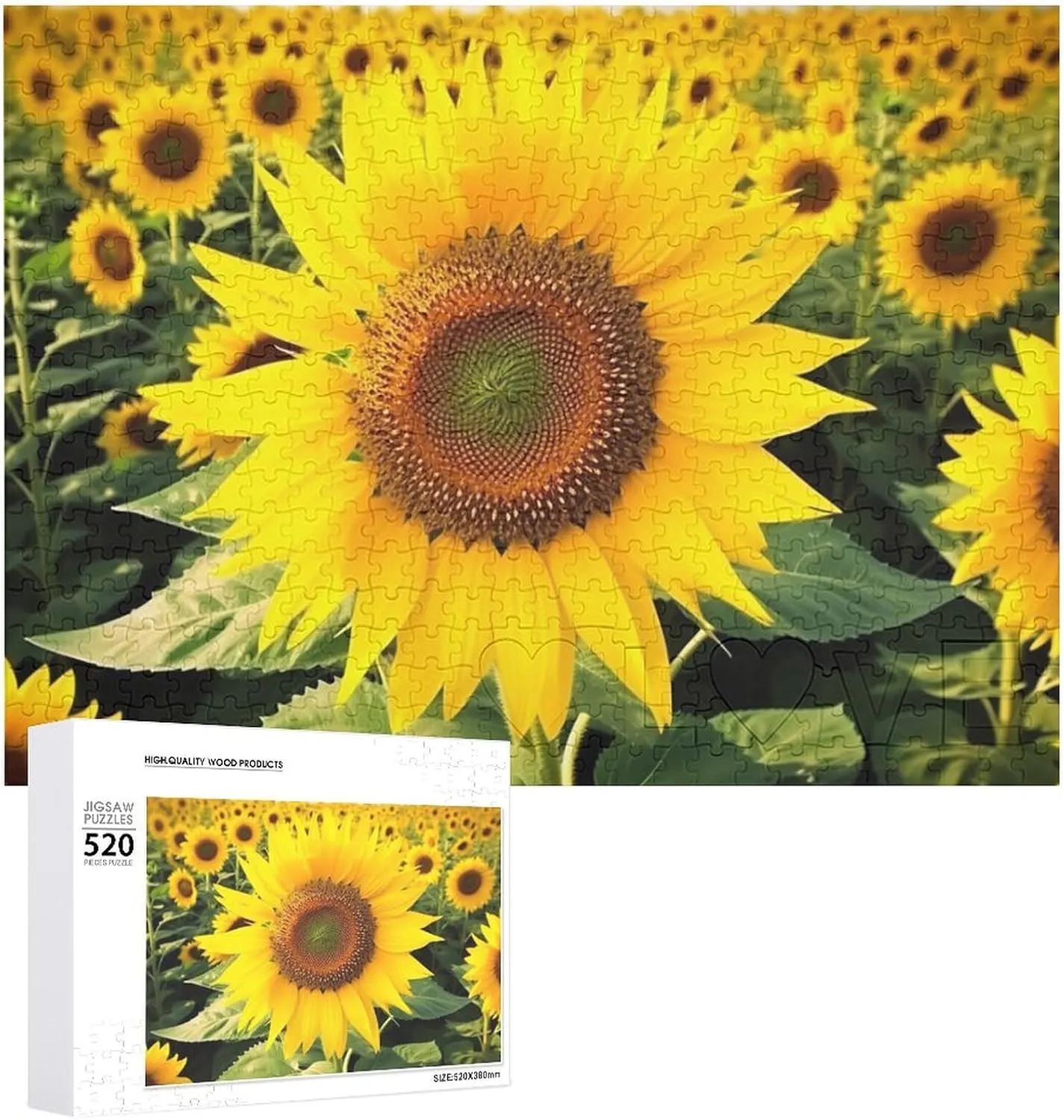 20.5" X 14", Style Sunflower Garden Puzzles Personalized Picture Puzzle seepage conflate Norman distinctive competitive innovative 520 Pieces Wooden Jigsaw Puzzles Challenging Photo Puzzle for Wedding Birthday Valentine's Day Gifts 