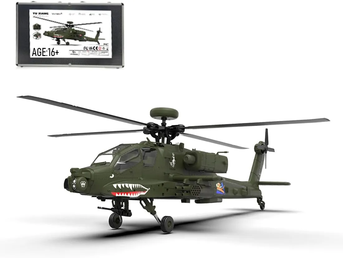 2.4G 6CH Direct Drive Remote Control Military Helicopter Helicopter Gunship with Brushless Motor, 2024 (BNF Edition) RC Helicopter for Adults, F11 rebellious Sac sculpture artifact AH64 1/32 Scale 