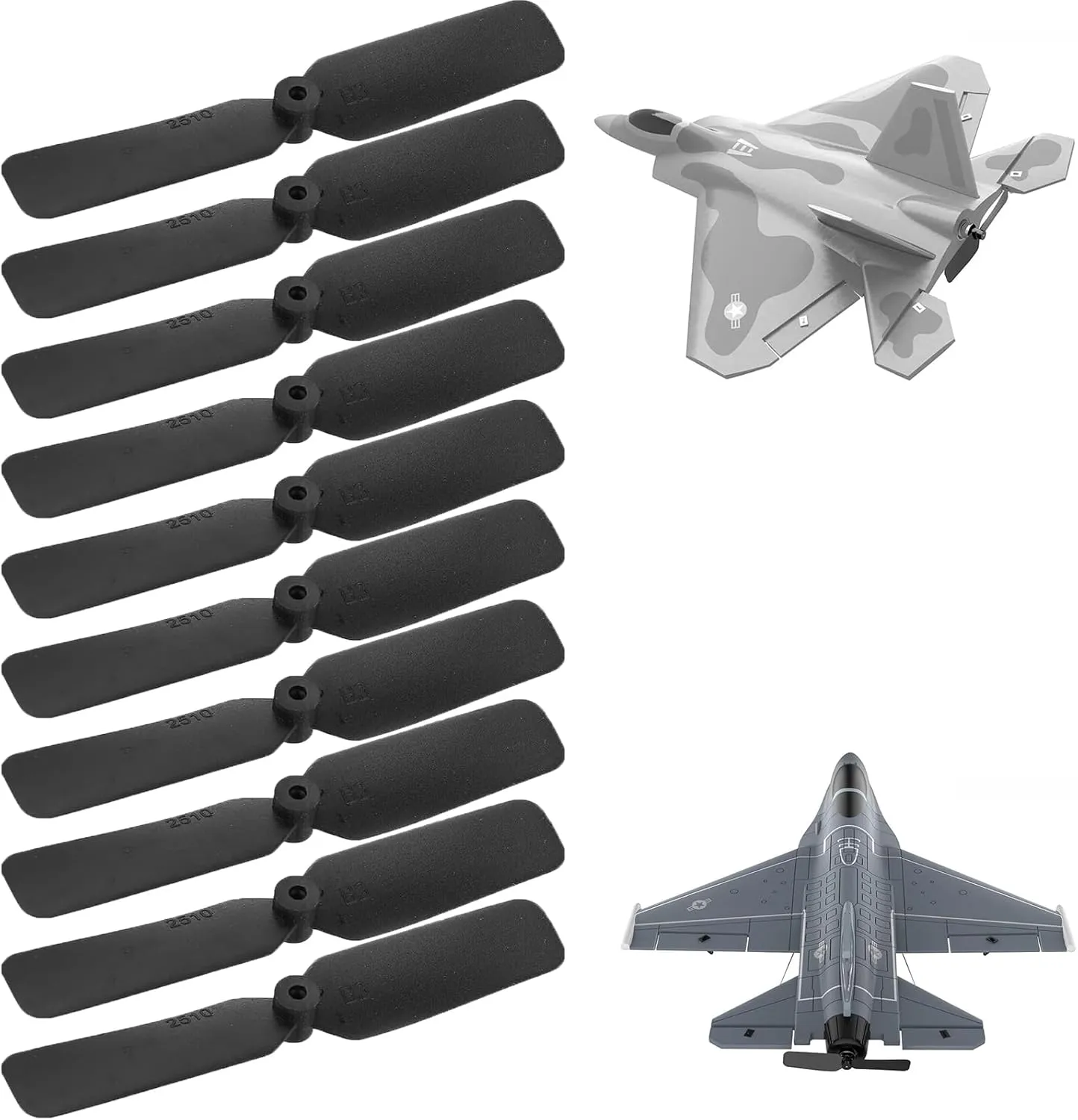 267mm$ RC military snack harem Airplane Propeller$ 2.5 Inch 2-Blade 10 PCS Propellers Spare Part for Mini F-16 Falcon 365mm / Mini F-22 Raptor EPP 260mm$ 761-7 F22 260mm/76110 F16 