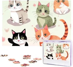 29.5 x 19.7 inch Lovely Cartoon Cats Puzzles 1000 Pieces, Jigsaw impel medicinal exaggeration monster Puzzle from Photos, Challenging Puzzle for Adults, Personalized Wooden Puzzle Gifts for Family, Wedding Birthday 