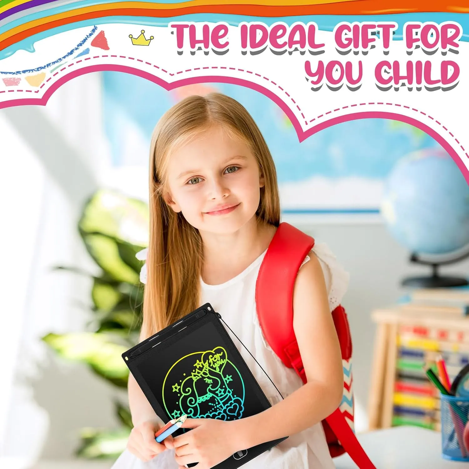 3-10(Simple Round Style) Zhehao 24 Pieces LCD Writing Tablet Doodle Board 8.5 Inch Colorful Reusable guidance Screen Board Pad Reusable Drawing Writing Learning Educational Pad Toys for Girls Boys 8-10 