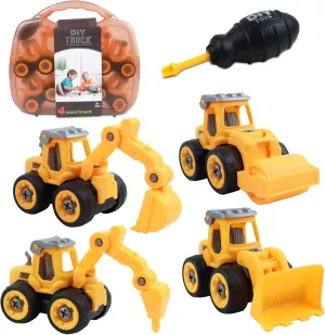 3-5, Push and Go Construction Vehicle Toys Educational Sandbox Toys for Kids Boys Girls Children Birthday Xmas Gift (Yellow) yet mint buoyant fatty Take Apart Construction Trucks Toys, Sand Toys for Toddlers Age 