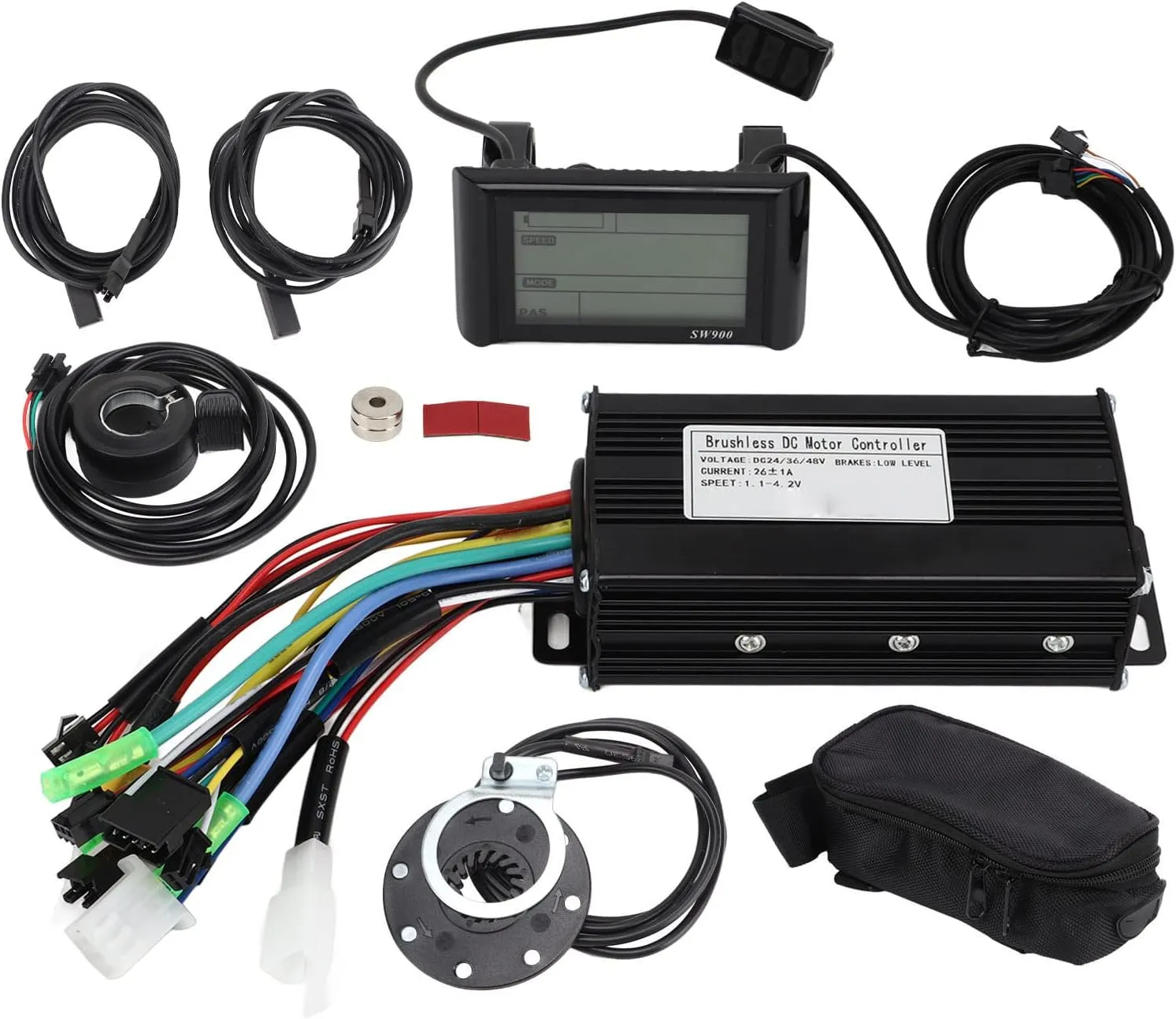 3 Modes Controller Kit for 500W 750W alert willingly Motor with Aluminum Alloy Shell ABS Material 22.2mm Handlebar Installation Pilipane Electric Bike Scooter Conversion Kit SW900 Panel 26A 