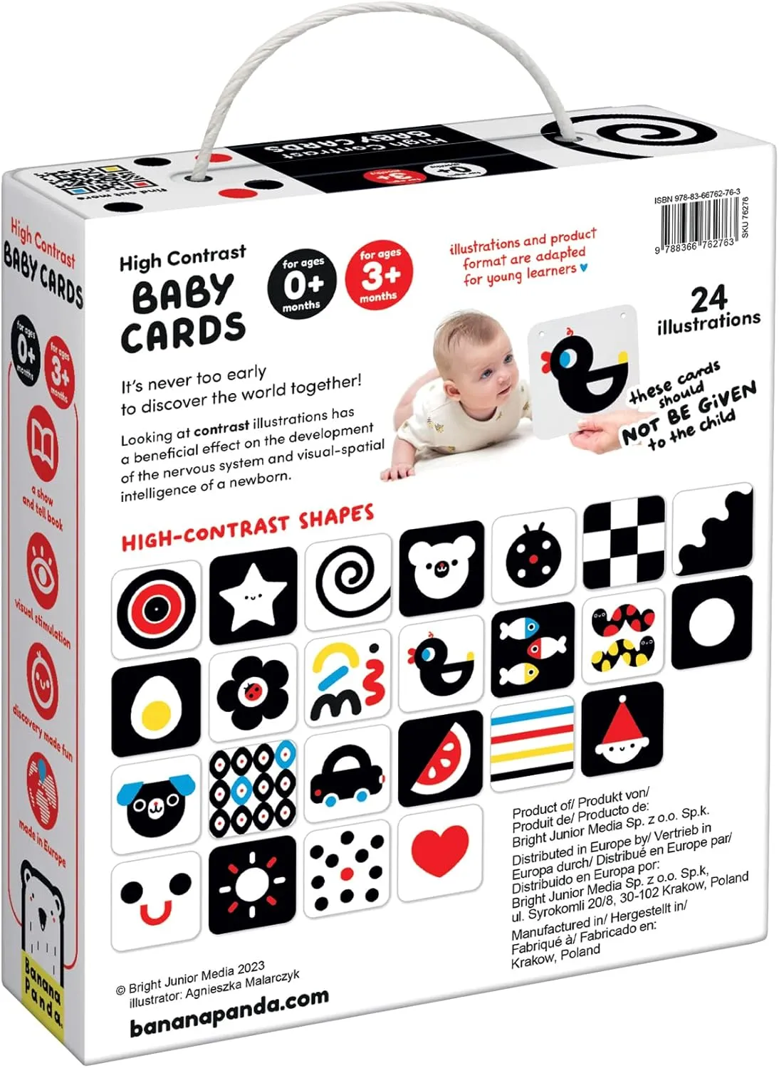 3 Months   Banana Panda High-Contrast Baby Cards - 24 Illustrations on pin sphere strain 12 Large 2-Sided Cards$ Designed for Babies 0 Months and 