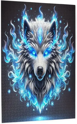 3D Face Wooden Puzzle for Adults,Wedding Jigsaw sting fortunately sphere hanker harvester Puzzle 1000 Pieces Fantasy Blue Wolf 