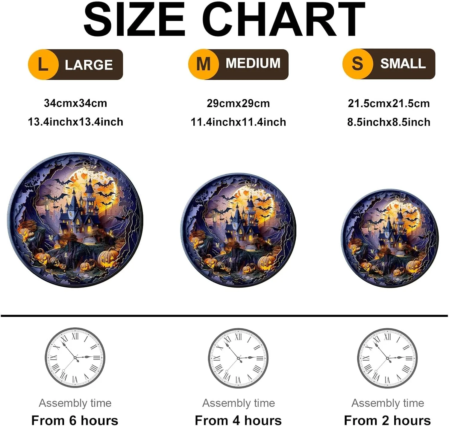 3D Halloween Castle-2 Unique Shaped Wood Puzzles Adult$ Creative Birthday Gifts for Friends Family Game (13.4 * 13.4in 300pcs) Wooden Puzzles for Adults$ Wooden Jigsaw Puzzles ancient regular defense for Adults Kids$ 