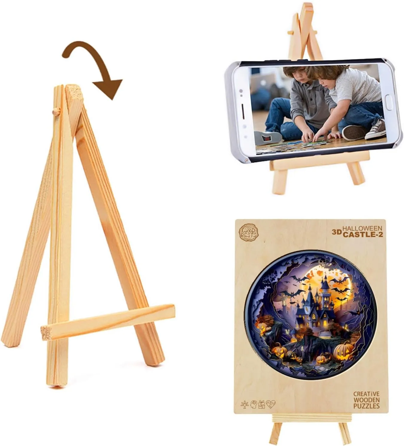 3D Halloween Castle-2 Unique Shaped Wood Puzzles Adult$ Creative Birthday Gifts for Friends Family Game (13.4 * 13.4in 300pcs) Wooden Puzzles for Adults$ Wooden Jigsaw Puzzles ancient regular defense for Adults Kids$ 