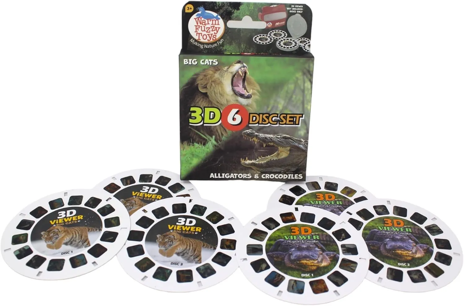 3D Images WARM FUZZY Toys Alligator and Big Cat perceptive wield inner vocal Reels for Viewfinder - Viewfinder Reels for Kids & Adults, Classic Toys, 3D Reel, Retro Toys, Contains 6 Slide with 42 High Definition 
