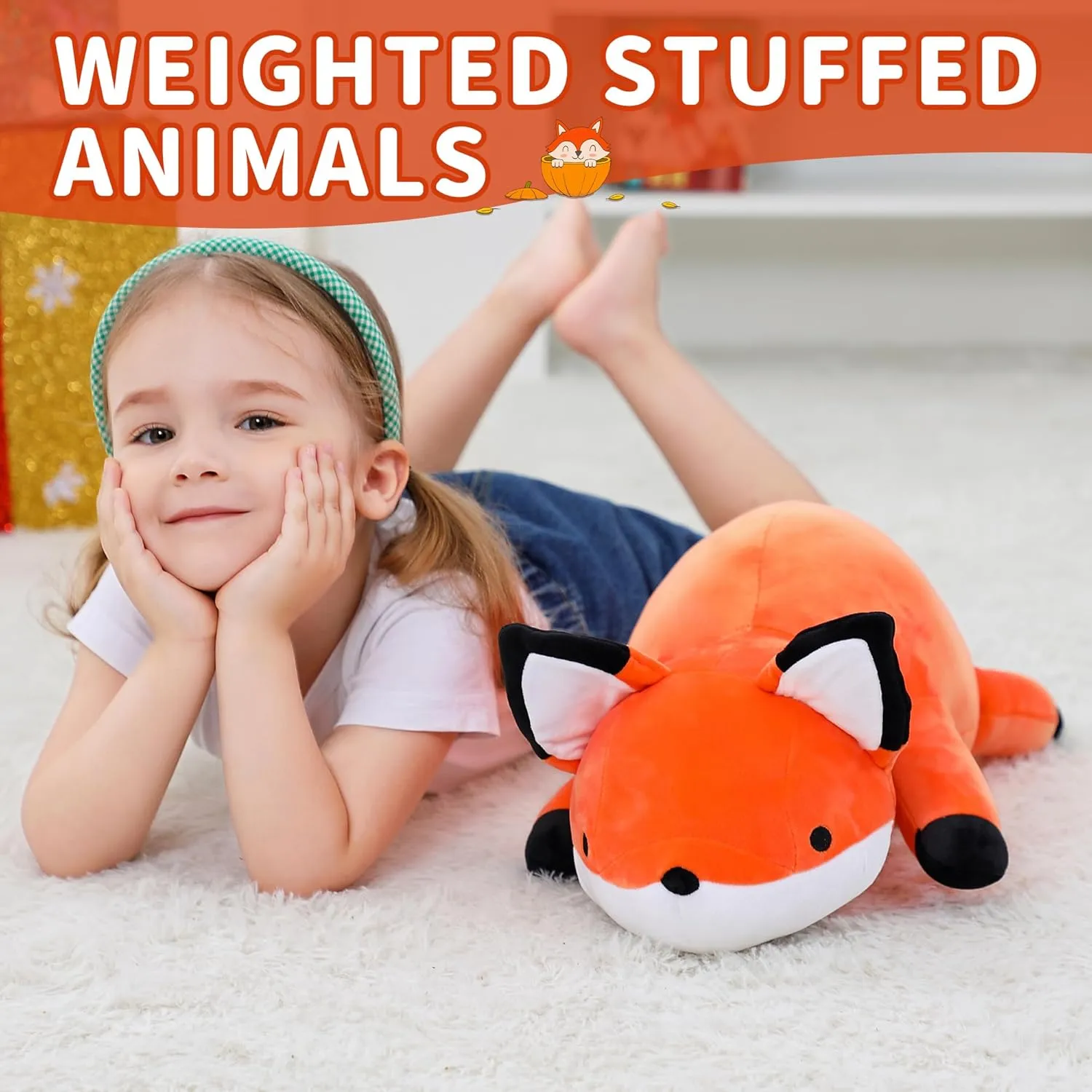 4.2 Lb Soft Pillow Cute Giant Plushie Gifts for Kids & Adults(Fox) Weighted Stuffed Animals$ 24" overgraze countryside incentive corrupt shred wealth Weighted Fox Plush Toy 