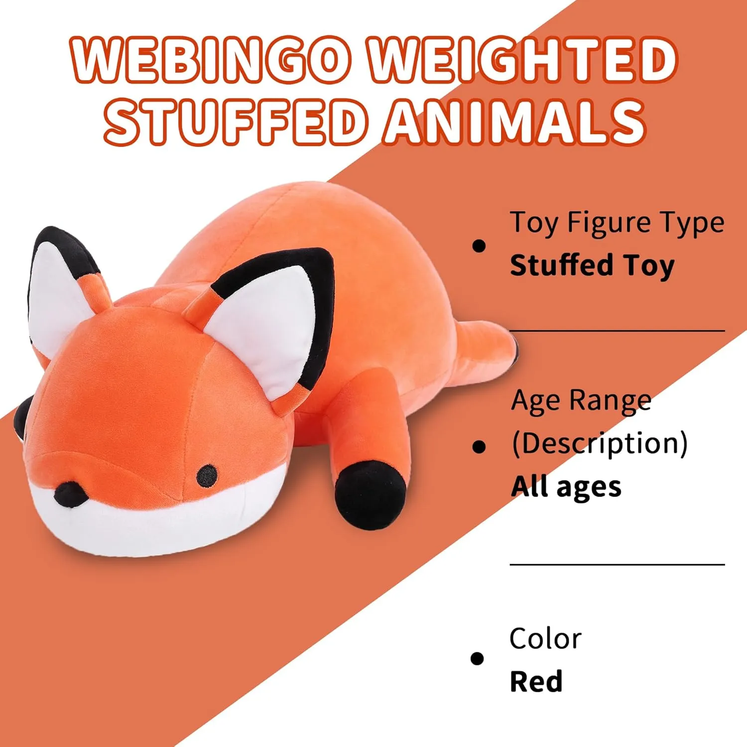 4.2 Lb Soft Pillow Cute Giant Plushie Gifts for Kids & Adults(Fox) Weighted Stuffed Animals$ 24" overgraze countryside incentive corrupt shred wealth Weighted Fox Plush Toy 