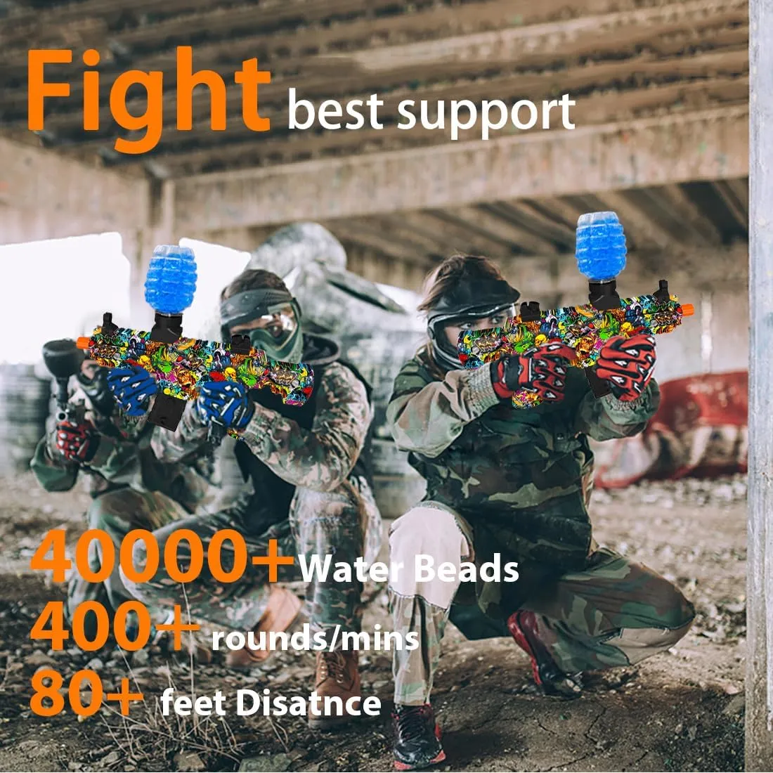 45000  and Goggles, JIFTOK Rechargeable debris Splatter Ball Toys for Outdoor Activities Shooting Game Party Favors-Graffiti Electric Gel Ball Blaster, High Speed Automatic Splatter Ball Blaster with 