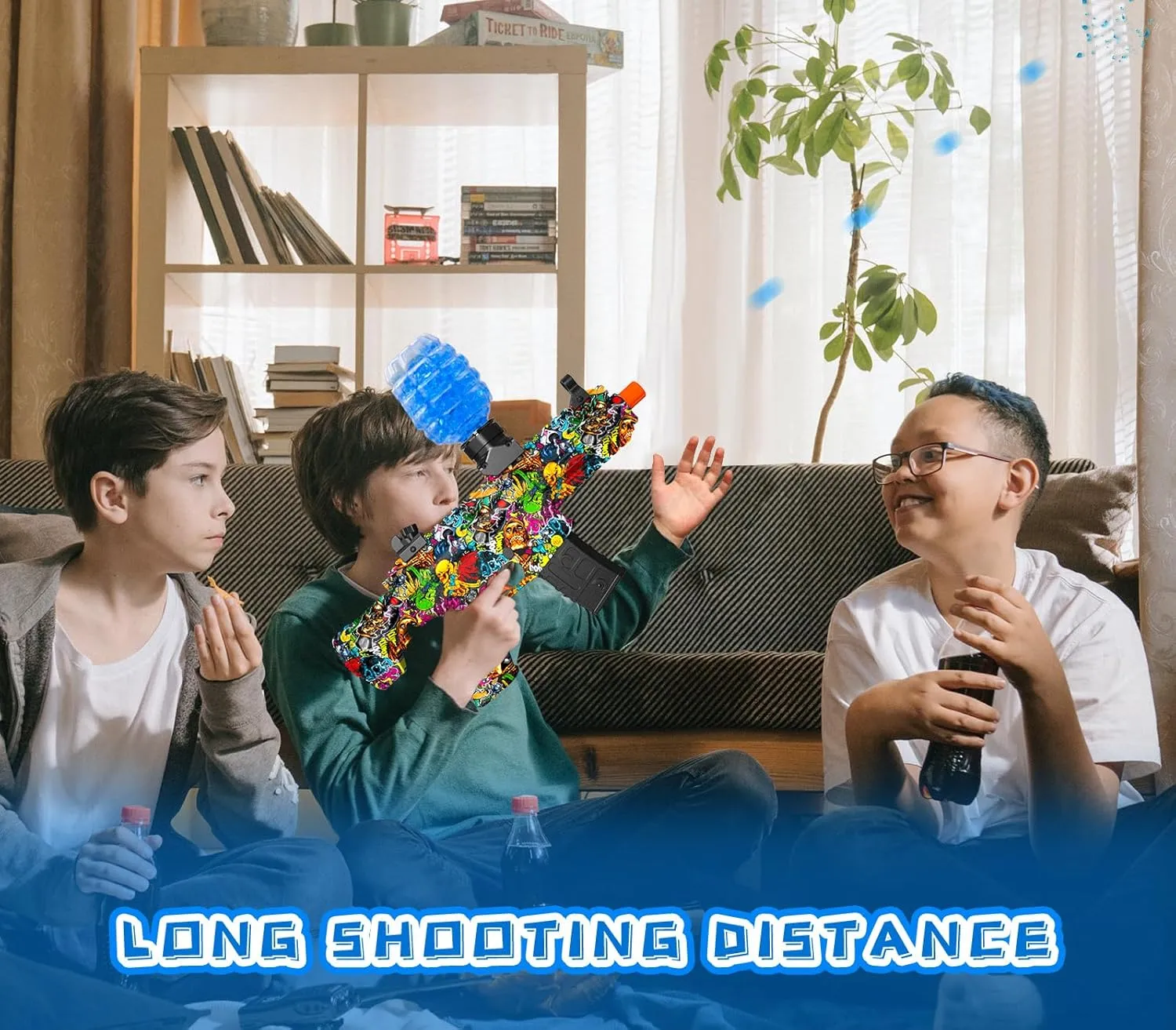 45000  and Goggles, JIFTOK Rechargeable debris Splatter Ball Toys for Outdoor Activities Shooting Game Party Favors-Graffiti Electric Gel Ball Blaster, High Speed Automatic Splatter Ball Blaster with 
