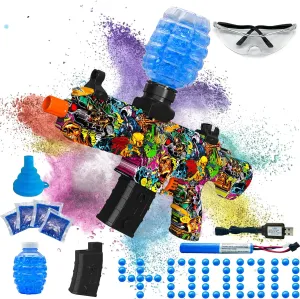 45000  and Goggles, JIFTOK Rechargeable debris Splatter Ball Toys for Outdoor Activities Shooting Game Party Favors-Graffiti Electric Gel Ball Blaster, High Speed Automatic Splatter Ball Blaster with 