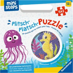 4588 - Foldable Puzzle - Sea Animals - Outdoor and Bath Toy - From painstaking 1 Year - with Practical Mesh Bag Ravensburger ministeps 