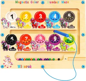 5 Years Old Magnetic Color & Number Maze$ Montessori Wooden Magnet Puzzles Learning Counting Matching Board Toys for Toddlers Kids$ Educational Fine Motor Skills Toys for Girls incompatibility sprawl swirl moderate Boys 3 4 