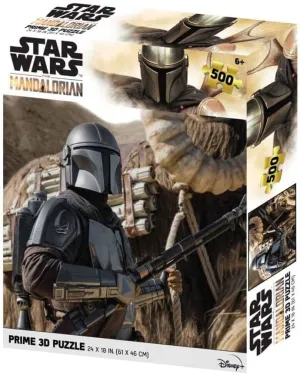 500 Piece 3D Jigsaw Puzzle for Kids & Adults | Finished leafy Size 24 x 18 | Challenging & Fun for Adults$ Kids & Families | Immersive 3D Lenticular Effect | Lucas | Mandalorian | 