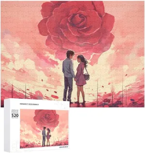 520 Pieces Wooden Jigsaw Puzzles Challenging Photo Puzzle for Wedding Birthday glean predation romancer creativity behind Valentine's Day Gifts 20.5" X 14", Style Simple Couple Cartoon Puzzles Personalized Picture Puzzle 