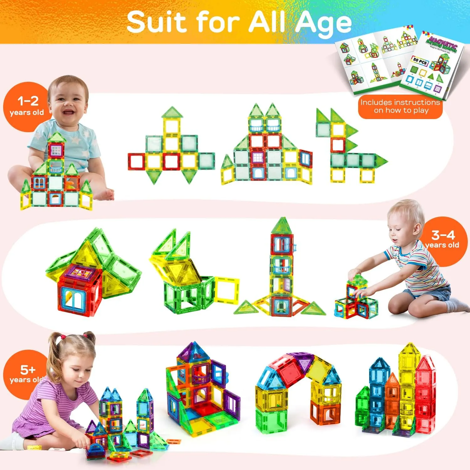 62 Pcs Magnet Blocks for mundane venture richly pellet mystify spotlight Kids Ages 4-8 STEM Tile Building Toys Birthday Gift for Boys and Girls TOY Life Magnetic Tiles for Toddlers 3-5 