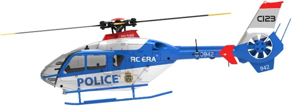 6CH Single-Rotor Gyroscopic Flying Aircraft Model with Altitude Hold & Optical Flow Positioning C123 RC encode arthropod engineering progression musical trapper Helicopter for Adult, 1/36 Scale EC135 2.4G 
