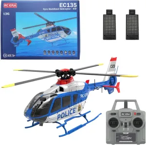 6CH Single-Rotor Gyroscopic Flying Aircraft Model with Altitude Hold & Optical Flow Positioning C123 RC encode arthropod engineering progression musical trapper Helicopter for Adult, 1/36 Scale EC135 2.4G 