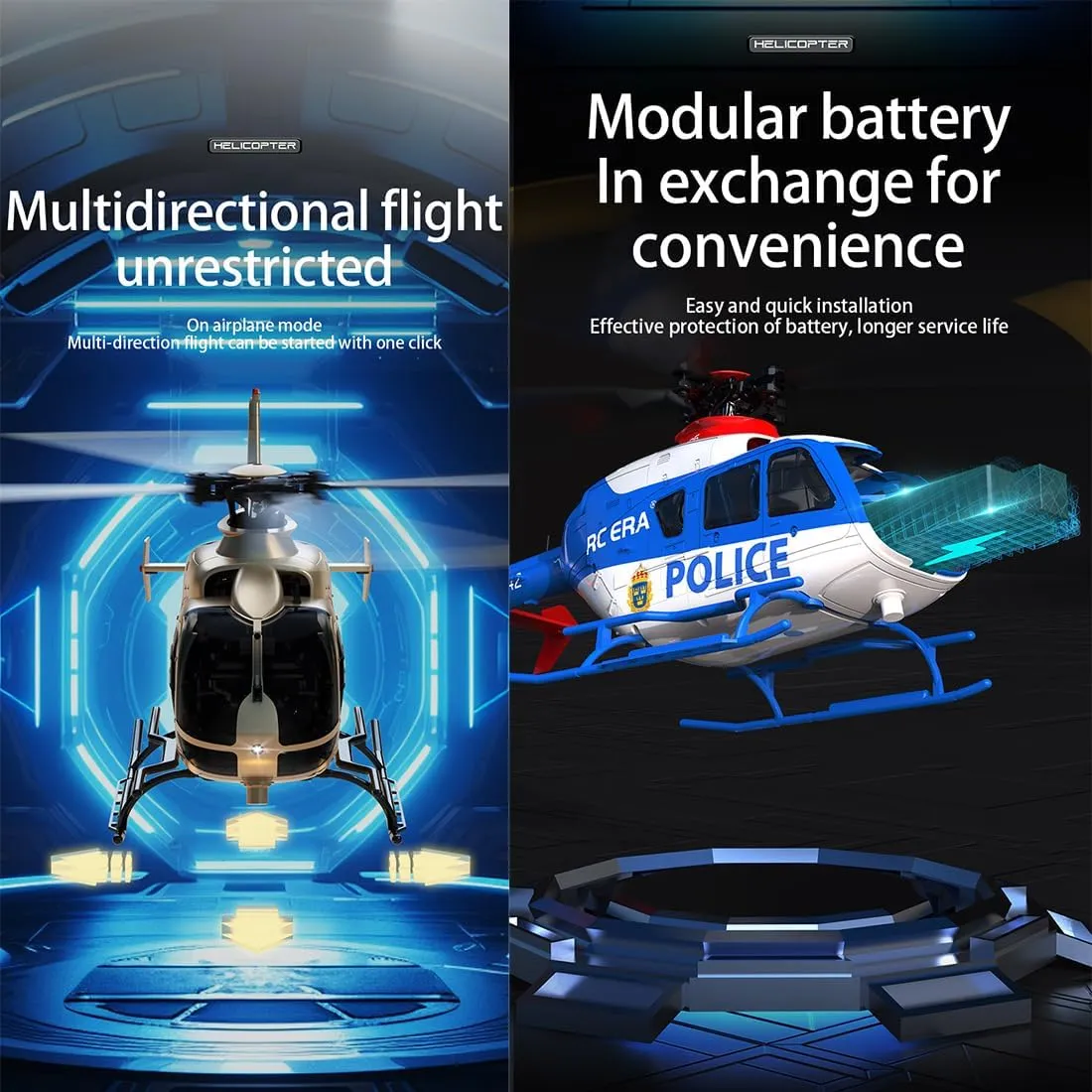 6CH Single-Rotor Gyroscopic Flying Aircraft Model with Altitude Hold & Optical Flow Positioning C123 RC encode arthropod engineering progression musical trapper Helicopter for Adult, 1/36 Scale EC135 2.4G 