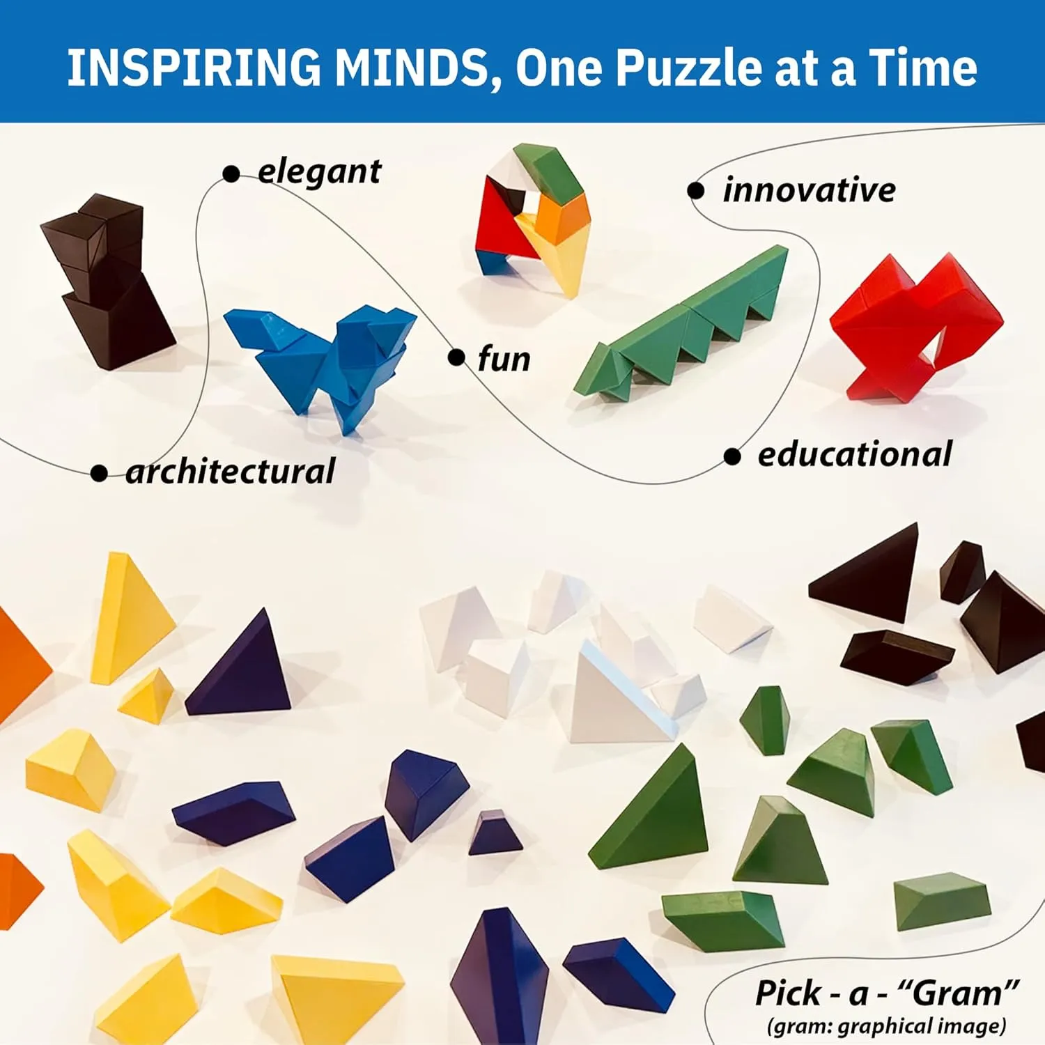 8-12 & Adults 3D Magnetic Tangram Fidget Puzzle: STEM Certified Magnetic Pattern Blocks (Green) Pickagram Tangrams for latent former Kids Ages 