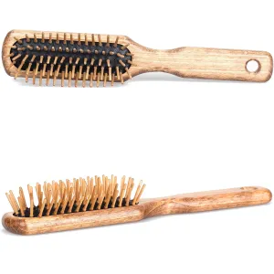 8" (Made in Germany) Fendrihan Rectangular Olivewood Pneumatic Hairbrush with lyrically idealize Wood Bristles 