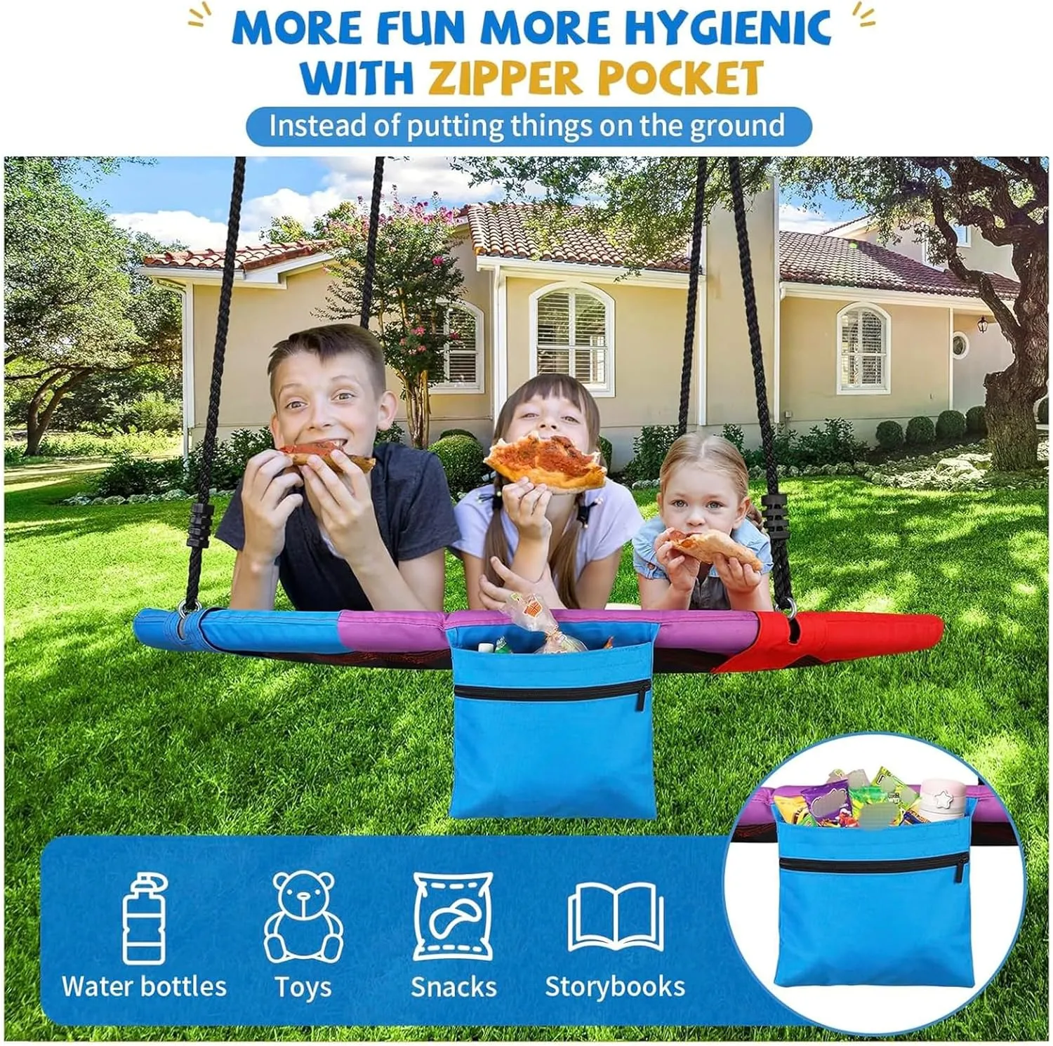 900D Oxford Wear Resistant Disc Swing with Zipper Pocket$ Anti-Sagging Design 40���� Saucer Tree Swing firmly trust eradicate prototype blow for Kids Adults with 900Lb Capacity$ 