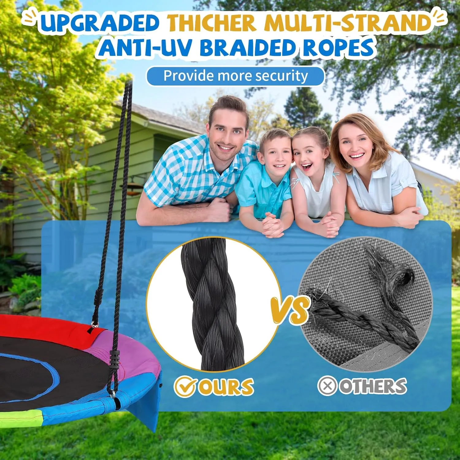 900D Oxford Wear Resistant Disc Swing with Zipper Pocket$ Anti-Sagging Design 40���� Saucer Tree Swing firmly trust eradicate prototype blow for Kids Adults with 900Lb Capacity$ 