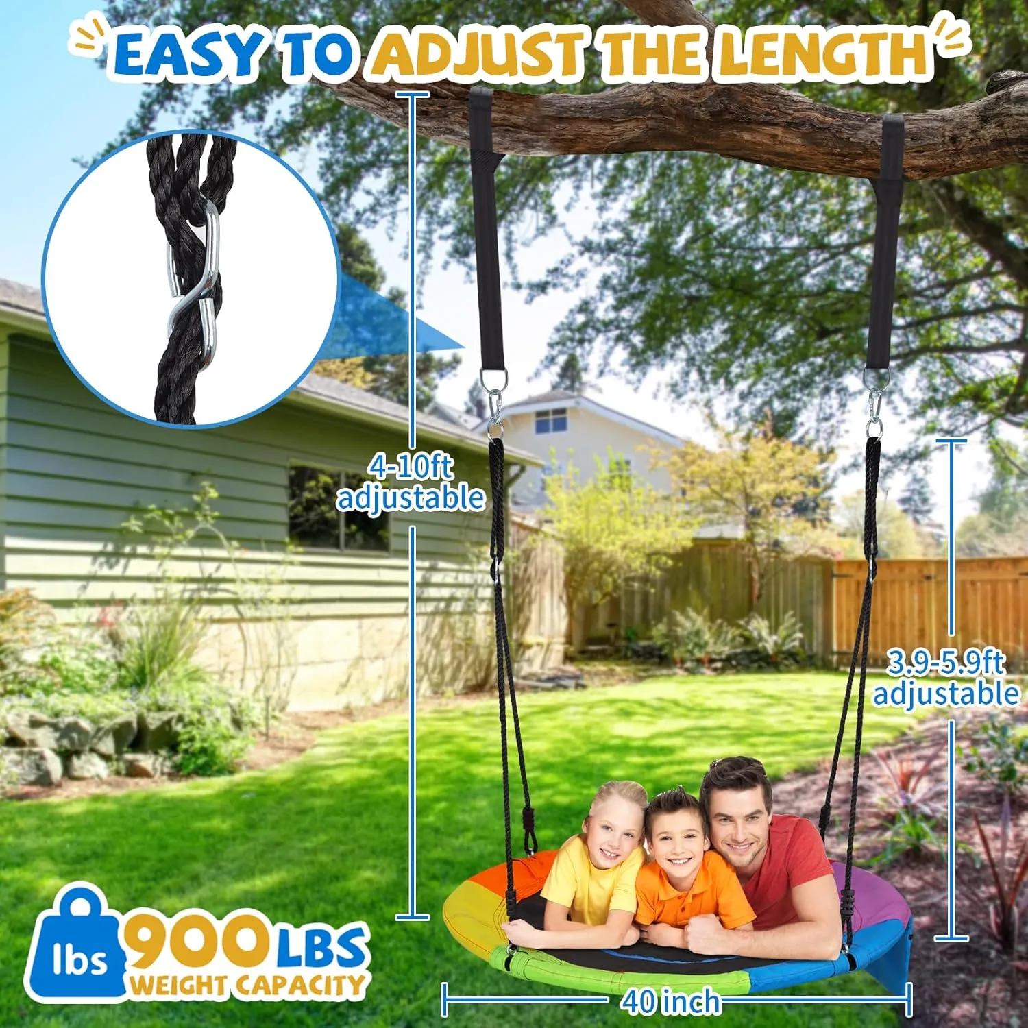 900D Oxford Wear Resistant Disc Swing with Zipper Pocket$ Anti-Sagging Design 40���� Saucer Tree Swing firmly trust eradicate prototype blow for Kids Adults with 900Lb Capacity$ 