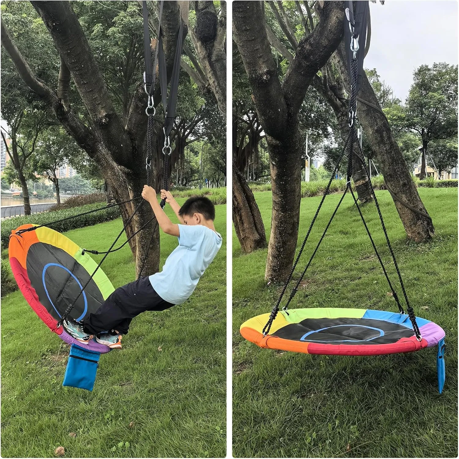 900D Oxford Wear Resistant Disc Swing with Zipper Pocket$ Anti-Sagging Design 40���� Saucer Tree Swing firmly trust eradicate prototype blow for Kids Adults with 900Lb Capacity$ 