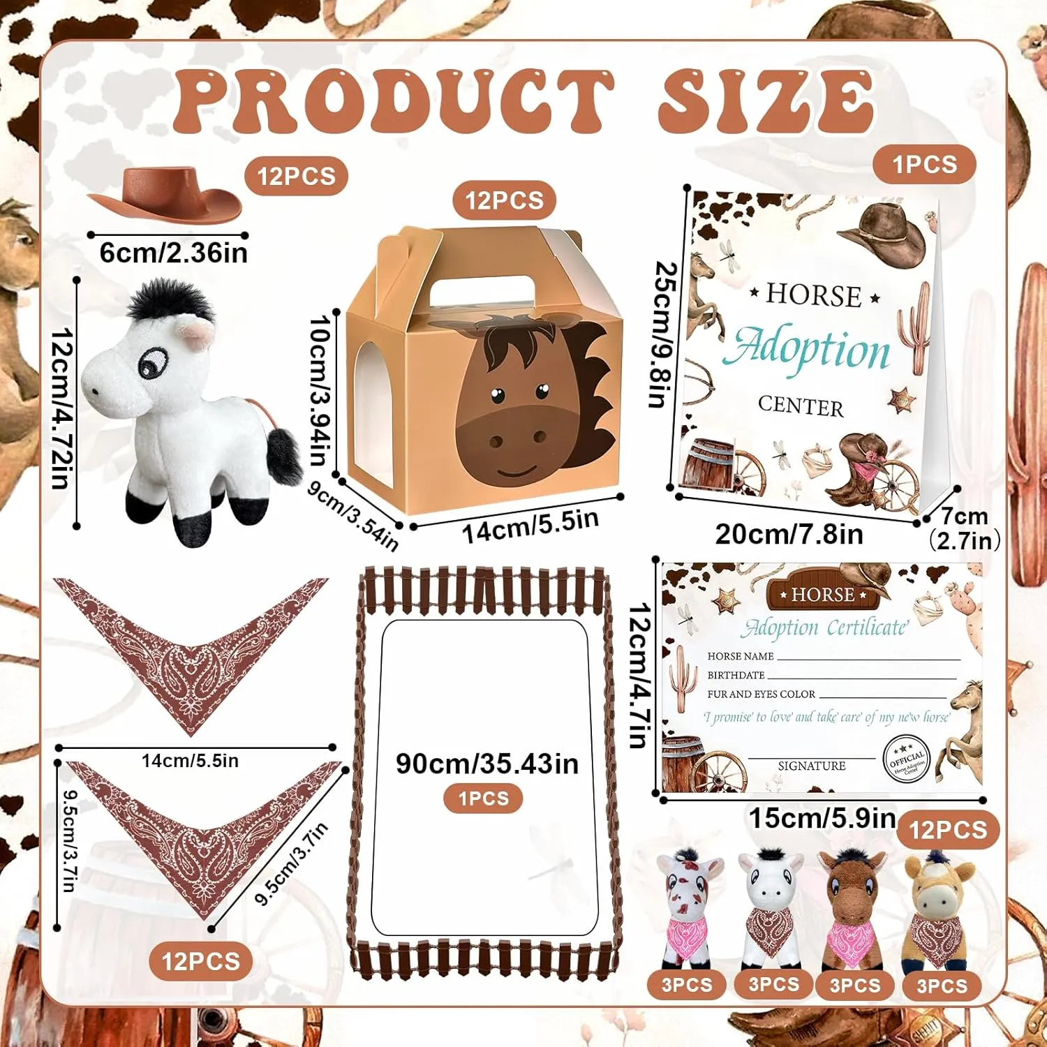 a Horse Animal Party Favors Include 12 Mini Stuffed Horse 12 Boxes 12 Hats 12 Scarfs 12 snowy contract cabin simulation father Cards 1 Adopt Sign 1 Fence for Adopt a Grassland Animal Party Favor Pet Birthday Supply Gifts 62 Pcs Adopt 