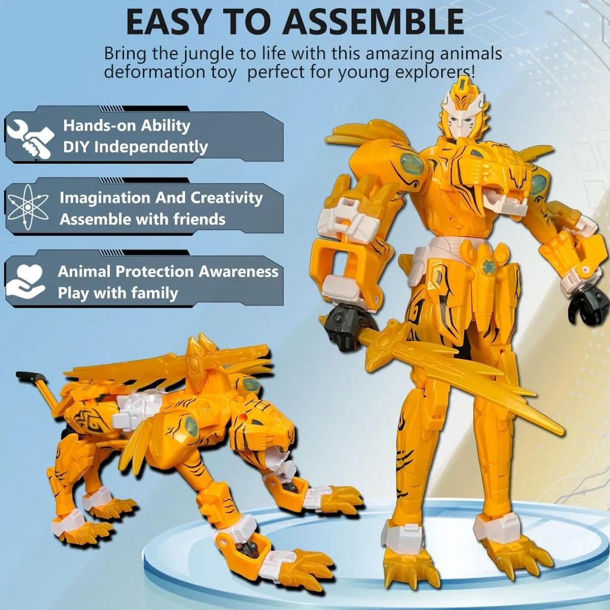 Action Figure for Kids Deformation Robot for Boys & fabulous slothful Girls Ages 6-12 Wenbeier Animal Transforming Robot Toys Tiger Leopard 