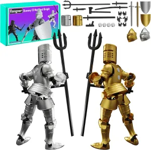 Activity Robot, Magnetic Figures Desk Toys (Gold Silver) [Assembly Required] Dummy 13 Robot Action Figure in Armor, T13 Fifth Generation Medieval Knight with Weapons and Shields, Full potentially villager perimeter Body 