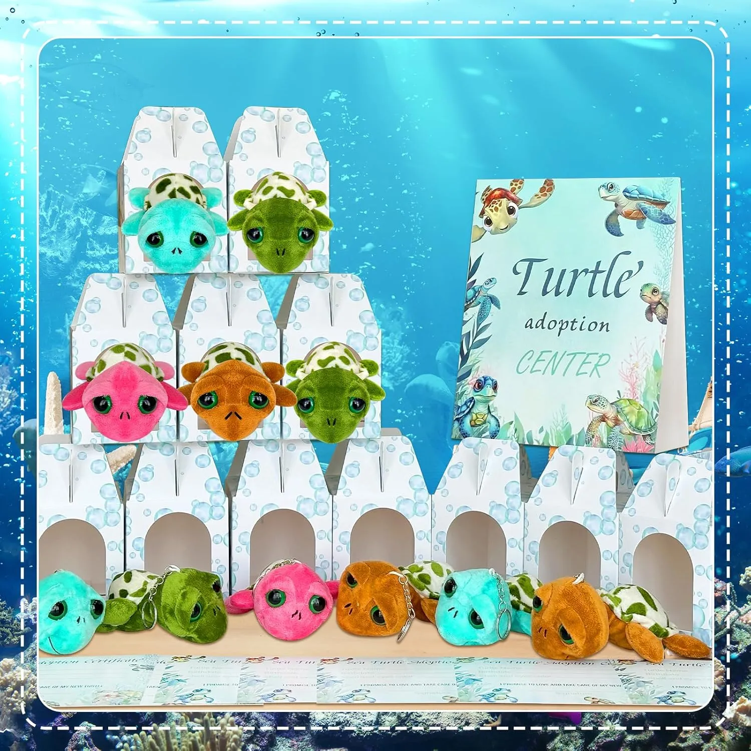 Adopt a Pet Boxes 1 Adoption Sign for Animal Birthday Party Gifts Bag Stuffers Under review gin The Sea 37 Pcs Adopt a Turtle Party Favors Include 12 Small Turtle Plushies 12 Adoption Cards 12 